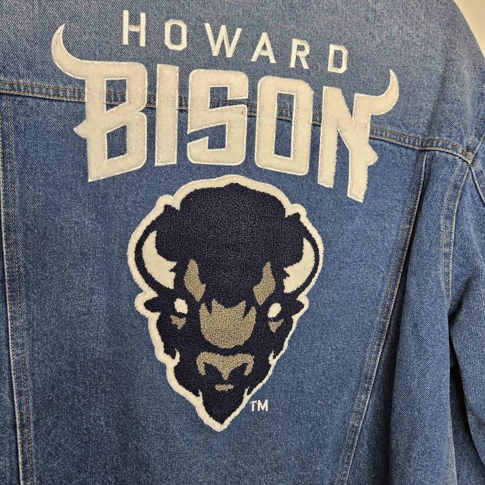 Howard Bison Blue Jean Jacket Luxury Brand Collegiate Lux By Ante Amarley 3XL - Picture 6 of 7